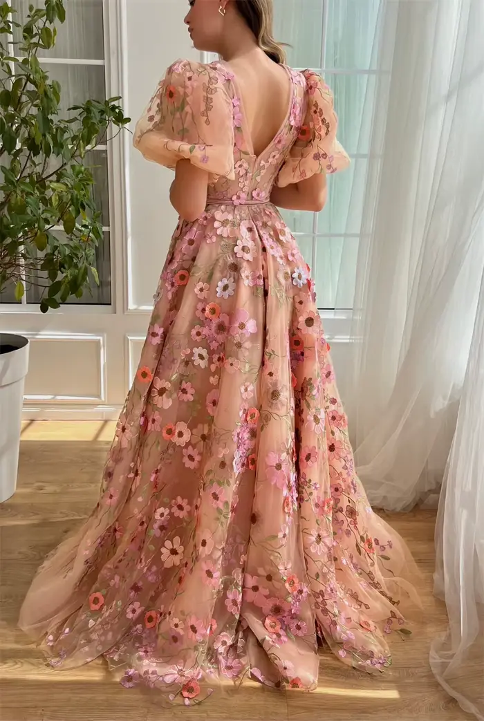 Cathy-Robes de mariée en tulle à col en V