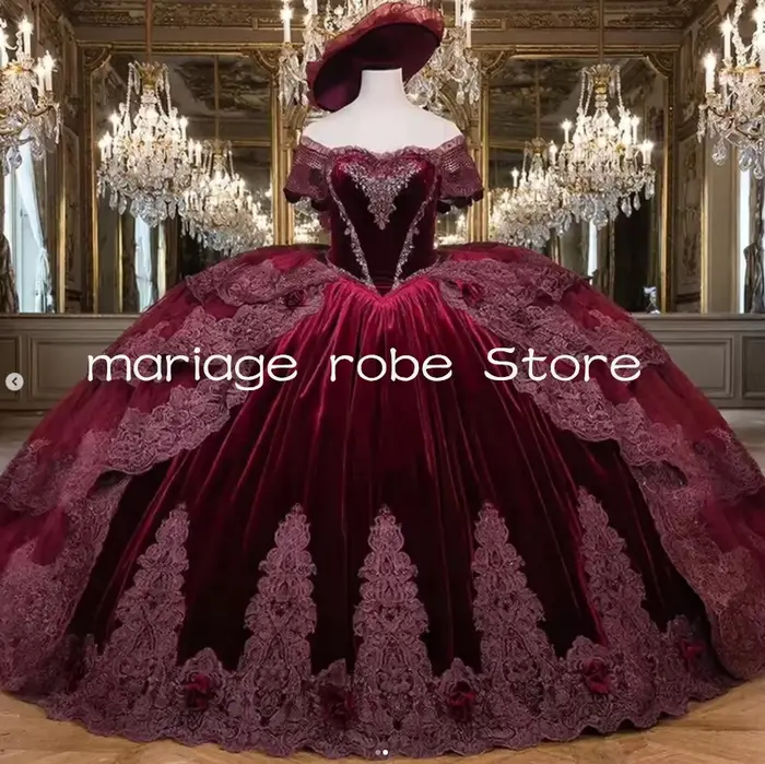Robes de soirée victoriennes en velours bordeaux, épaules dénudées, corset à lacets, costume de masc