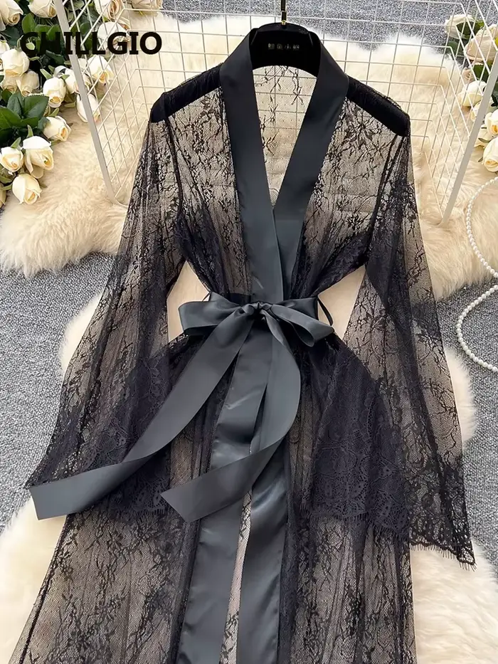 MiniInTheBox LGIO-Robe longue en dentelle transparente pour femme