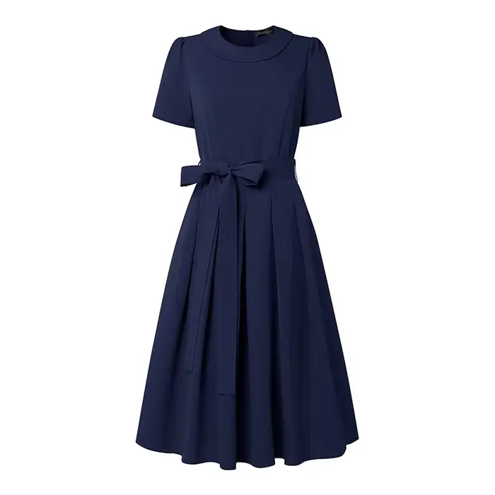 Robe d'été 2026 pour femme, robe de bureau ZANZEA élégante, plissée, coupe trapèze, longueur genou, 