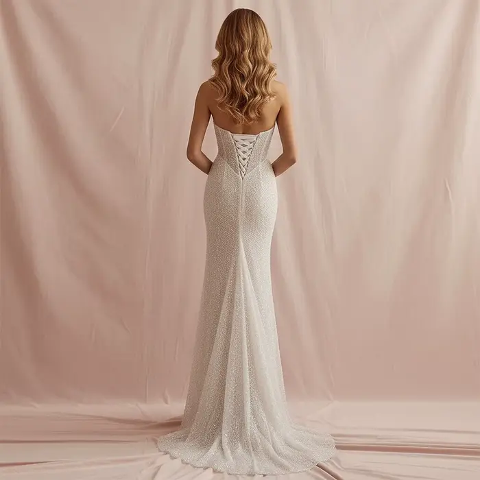 Robe de mariée sirène de luxe en perles scintillantes