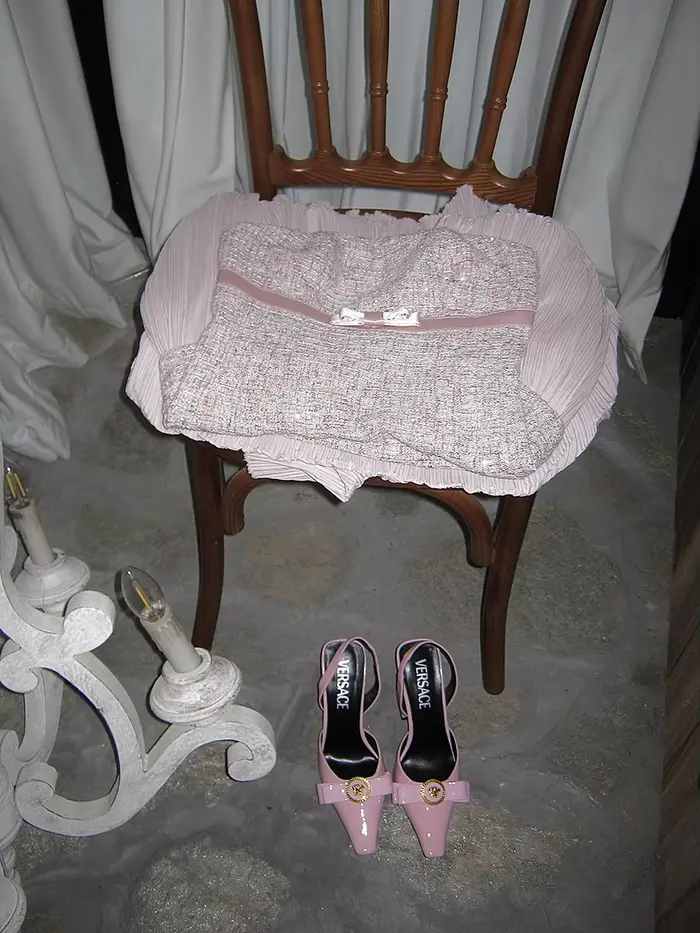 REDDACHiC point Tweed robe de soirée femmes nœud contraste Bandeau Maxi longue