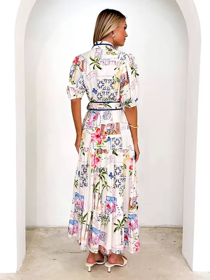 Robe longue imprimée à la mode pour femmes