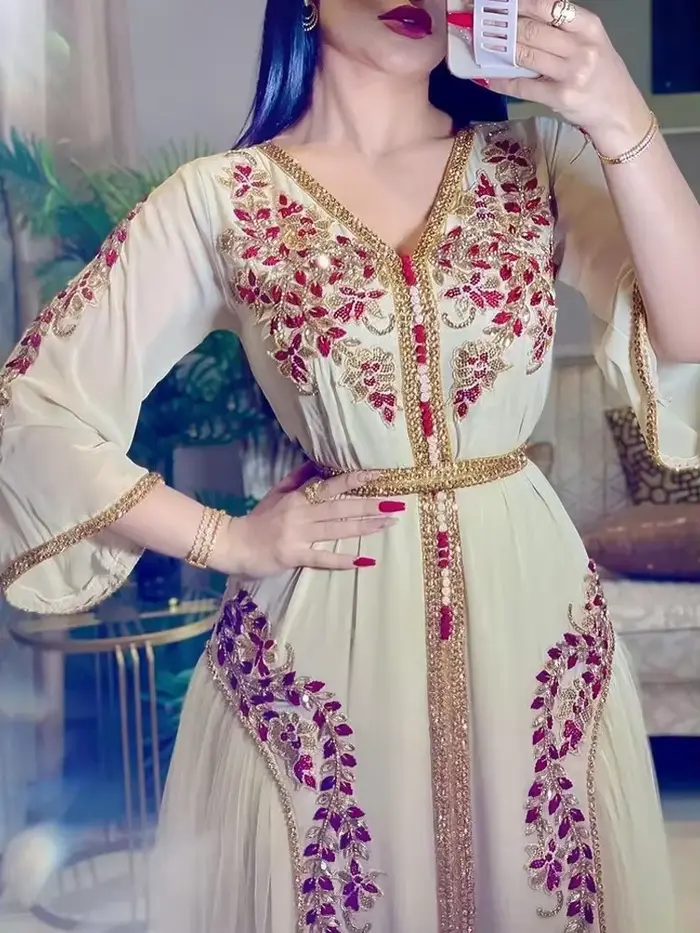 Robe musulmane de luxe Eid pour femmes, Ramadan arabe Abaya, soirée islamique, Jalabiya, vêtements m