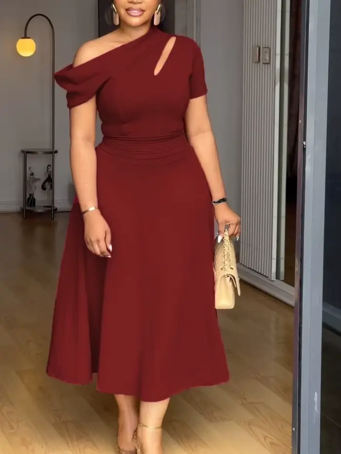 Robes asymétrique épaule dénudée pour femmes
