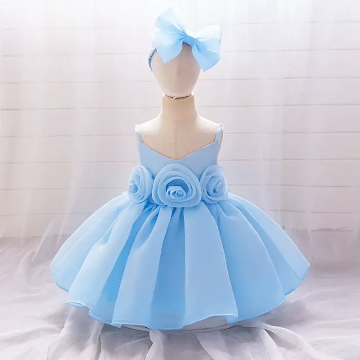 Robe de Cérémonie Rose à Grandes Fleurs pour Bébé Fille