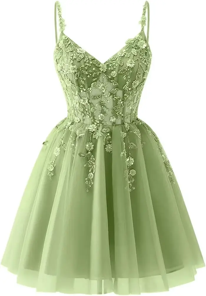 Robe de bal personnalisée avec appliques en dentelle florale, bretelles spaghetti, polyester, sans manches, pour fêtes des anciens, robes de soirée, occasions spéciales