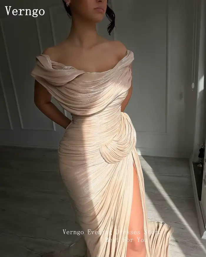 Verngo – robe de soirée en mousseline de soie marron
