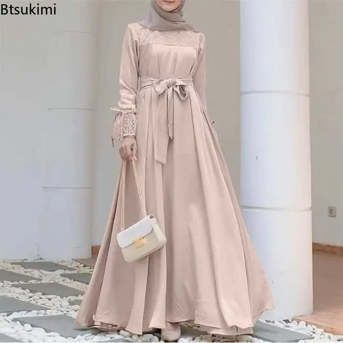 Robe abaya élégante en polyester et coton pour femmes, caftan marocain, mode musulmane, vêtements islamiques, pour soirées, cérémonies et occasions spéciales