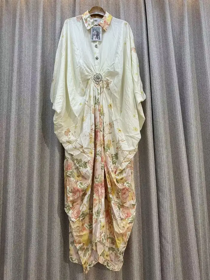 Robe imprimée ample pour femme design rétro décontracté style asymétrique soirée été 2026