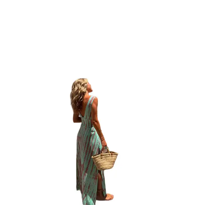 Robe longue imprimée à col en V