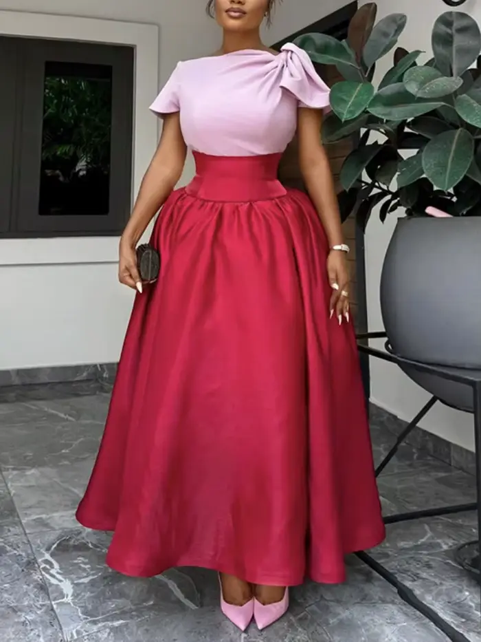 Robes Maxi bloc de couleur rouge pour femmes