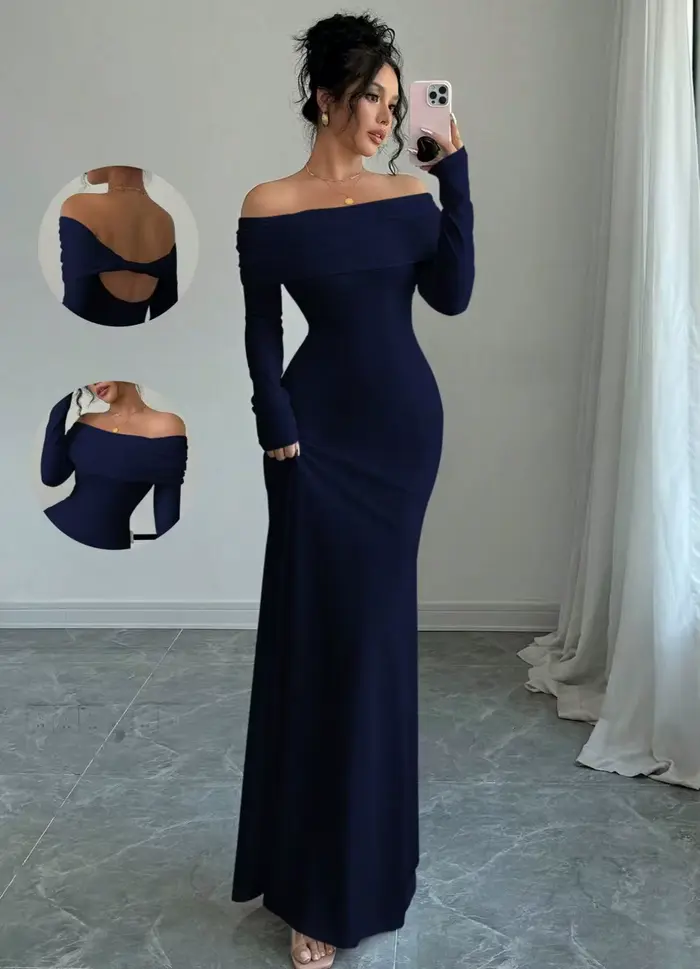 2025 automne/hiver femmes Bareback Sexy robe à bandoulière unique