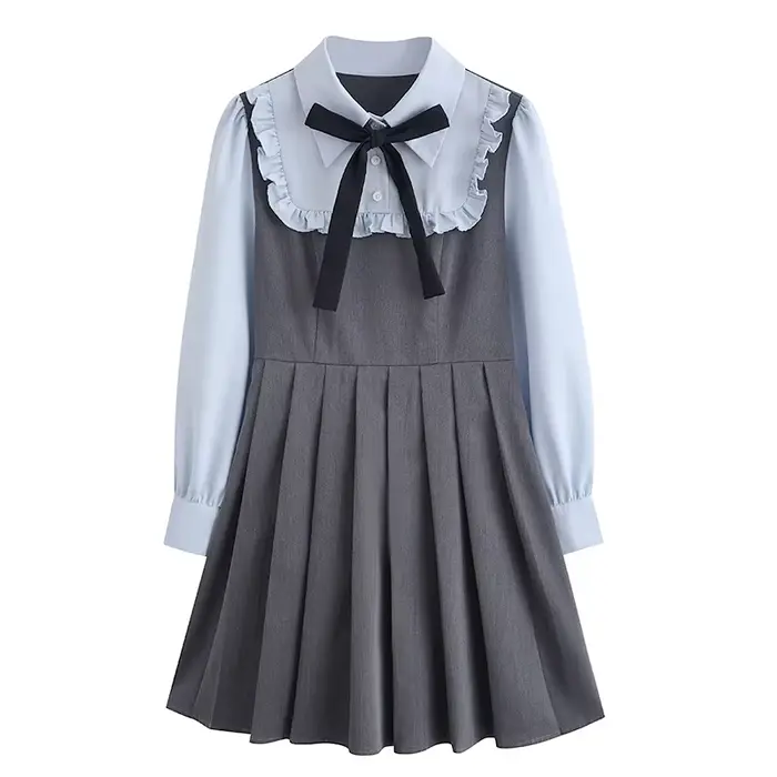Cearance ventes pour femme vêtements angleterre Style Preppy robe courte pour adolescents étudiants doux arc ample décontracté Mini robes