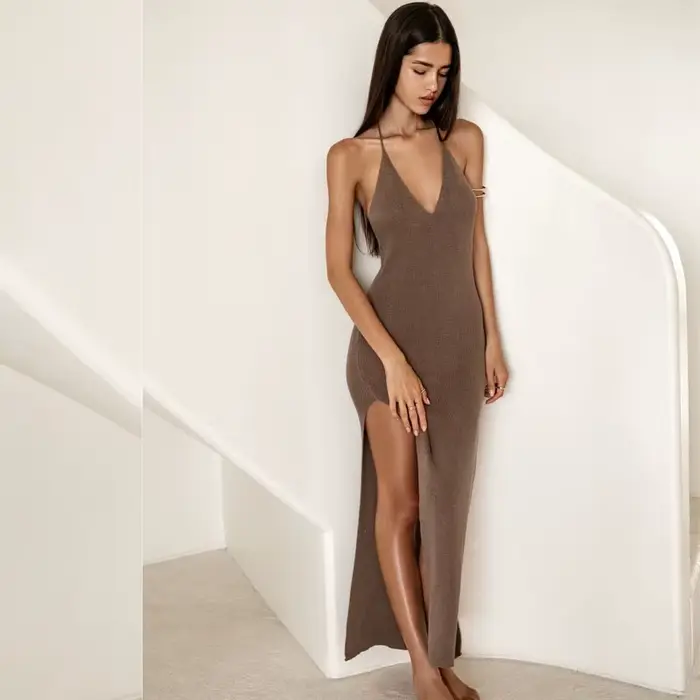 Robe de plage d'été, fente haute