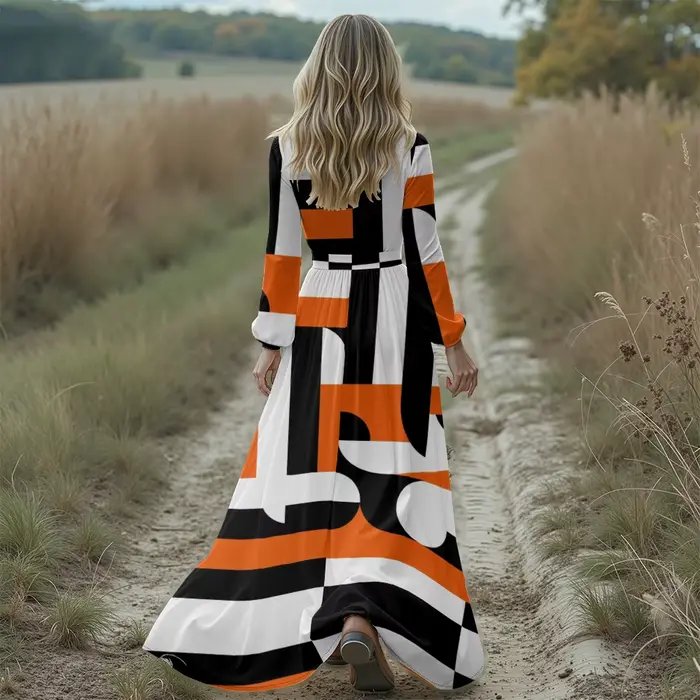 Robe longue style rétro des années 70 pour femme