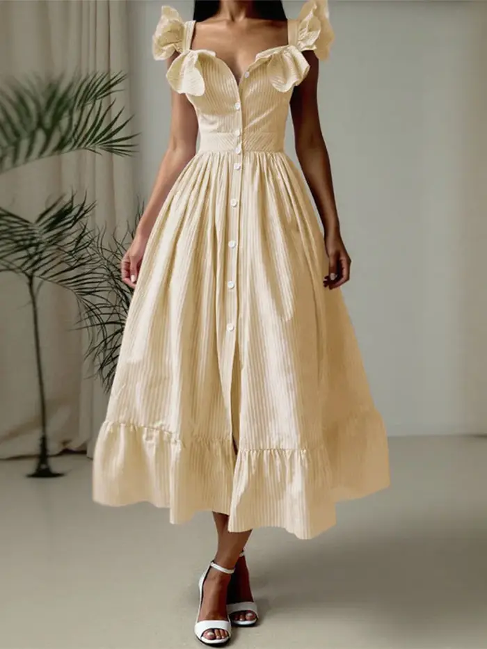 ZANZEA Vintage Swing Robe Midi 2025 été rayé