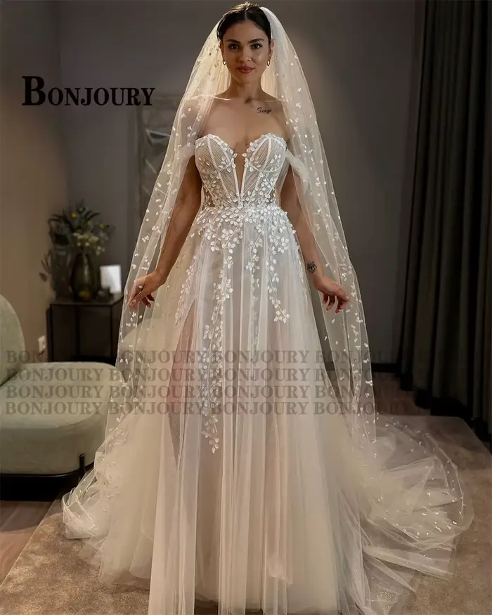 BONChain-Robe de mariée A-Line personnalisée pour femme