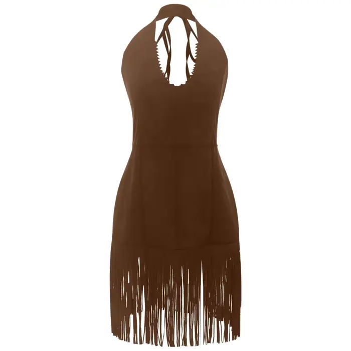 Robe Midi Sexy et Tendance en Daim à Franges