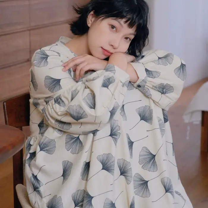 Robe Mori pour filles, Style japonais, 100% coton, Double gaze, imprimé Ginkgo, ample, Vintage, arti