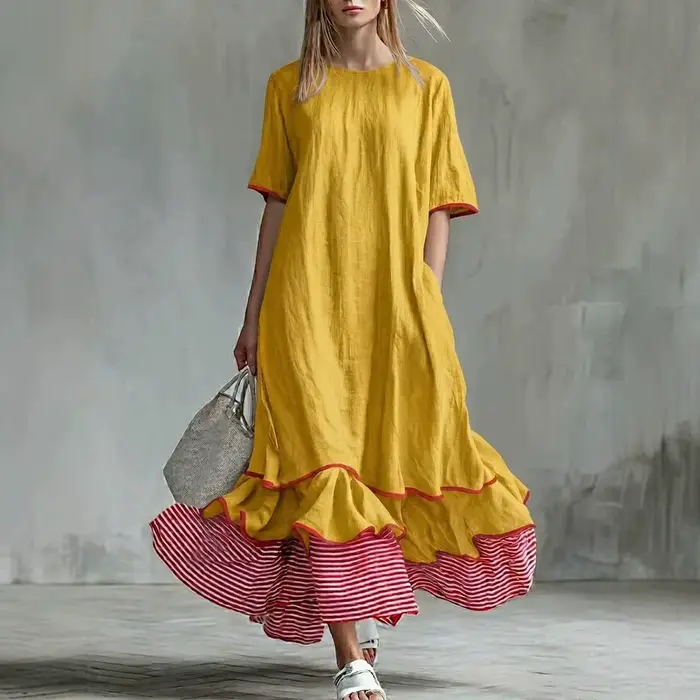 ZANZEA Robe longue d'été en lin pour femme