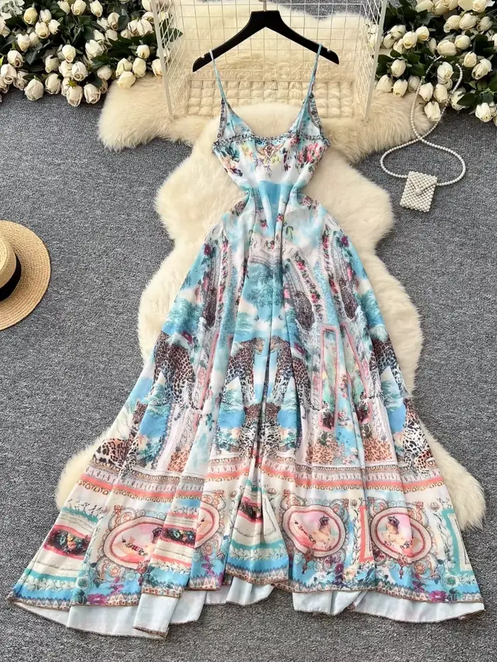Robe Miss Tough bohème sans manches pailletée col en V pour femmes occasions estivales plage soirées spéciales