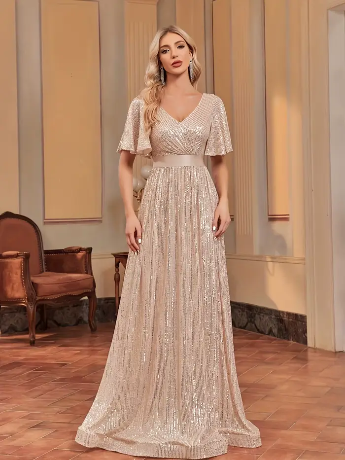 Robe de soirée élégante rétro évasée à manches en maille pour femme – Parfaite pour les fêtes