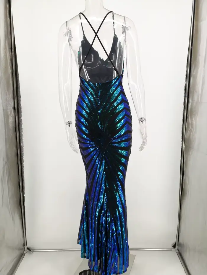 Robe longue moulante pour femmes, Sexy, noire, dorée, paillettes, maxi, vintage, tenue de soirée, bo