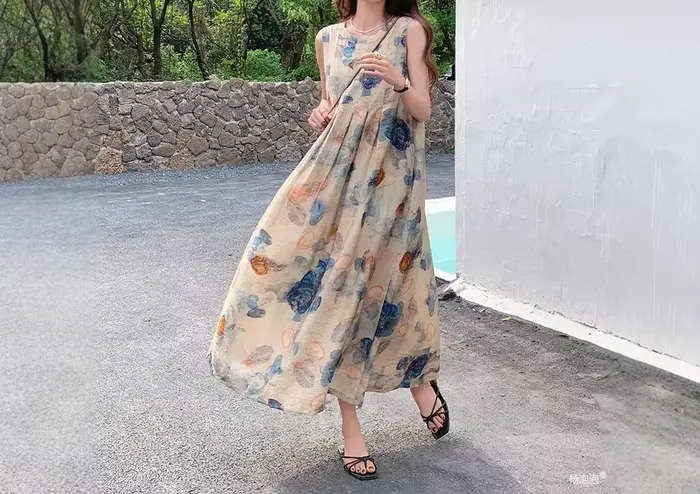 Robe débardeur longue style rétro artistique élégant pour femmes junior printemps été bywindto ocassions spéciales confortable et élégante
