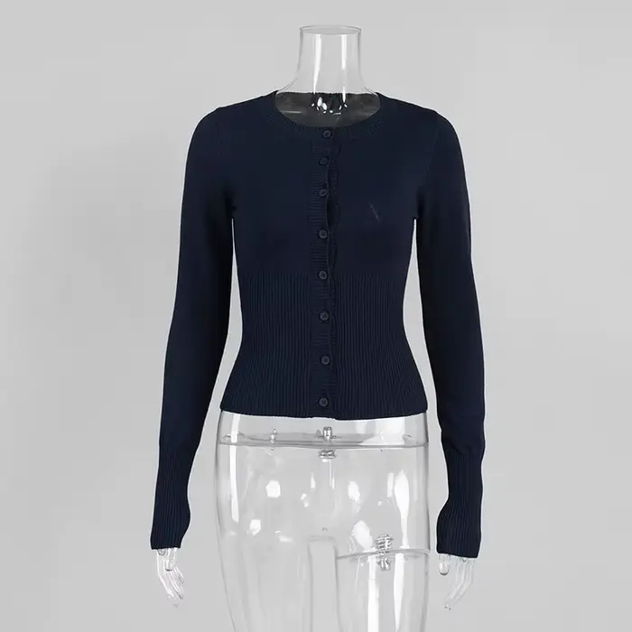 Cardigan en tricot élastique moulant sexy pour femme, nouvelle collection automne-hiver, pull à manc