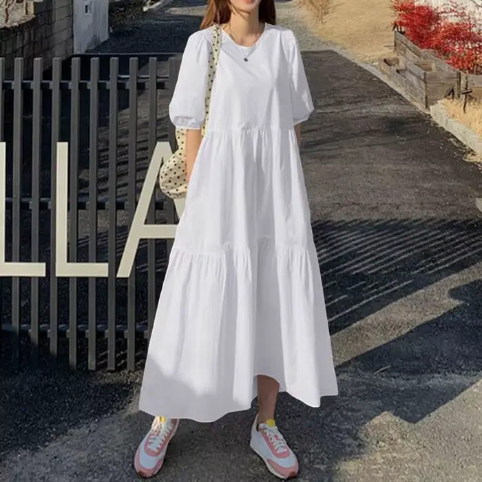 Robe d'été élégante rouge et blanche pour femmes
