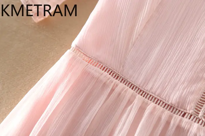 KMETRAM 100% robes en soie de mûrier naturelle 2025 femme été élégant col en v robe longue