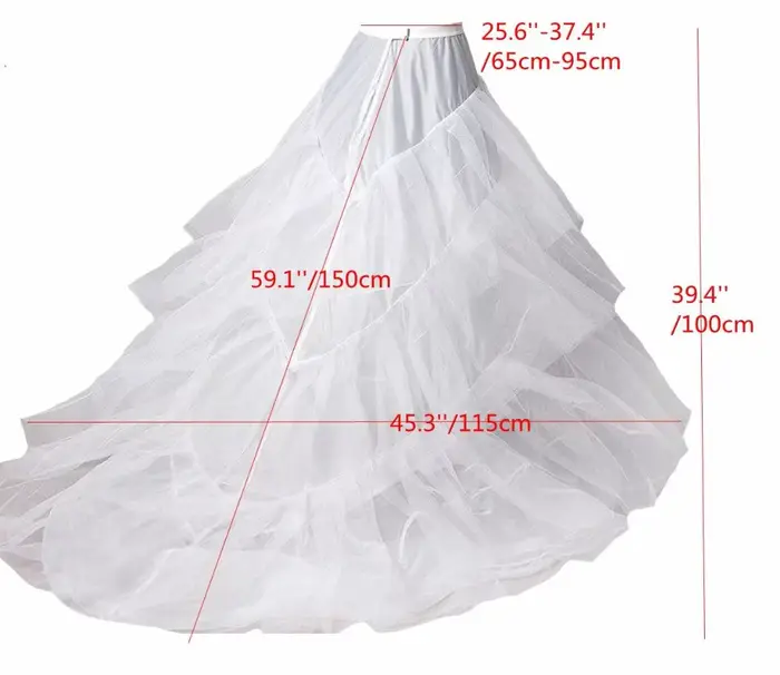 Jupon Long Train blanc noir pour queue robes de soirée de mariage Crinoline 3 cerceaux sous-jupe sai