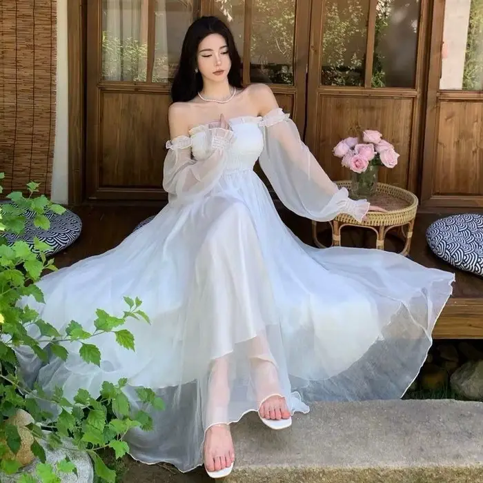Nouvelle Robe de Plage Sanya 2026, Jupe en Chiffon Extra Longue, Robe Longue Évasée Ultra Longue, Ro