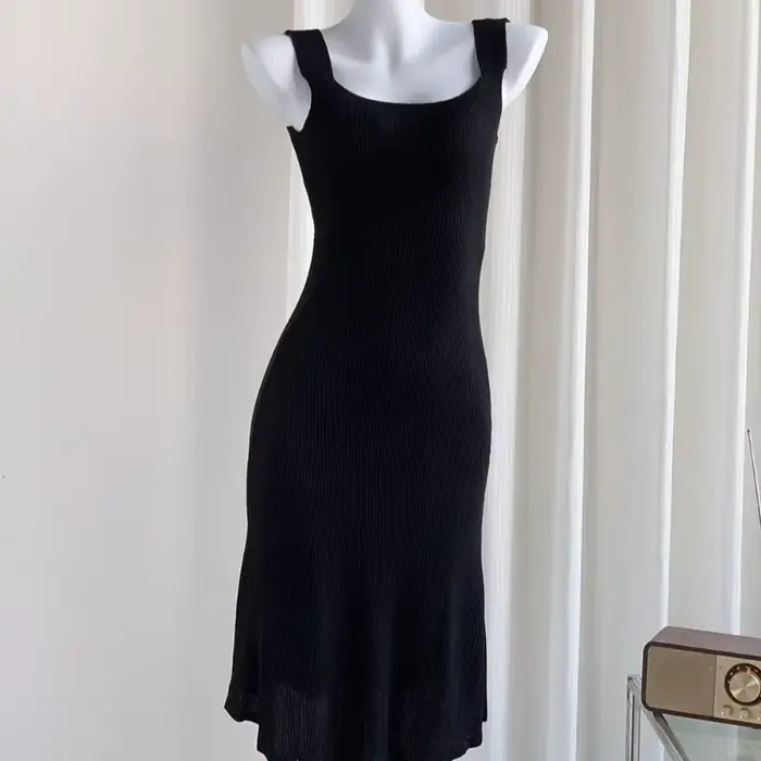Robe Courte Tricotée Sans Manches Printemps-Été pour Femme