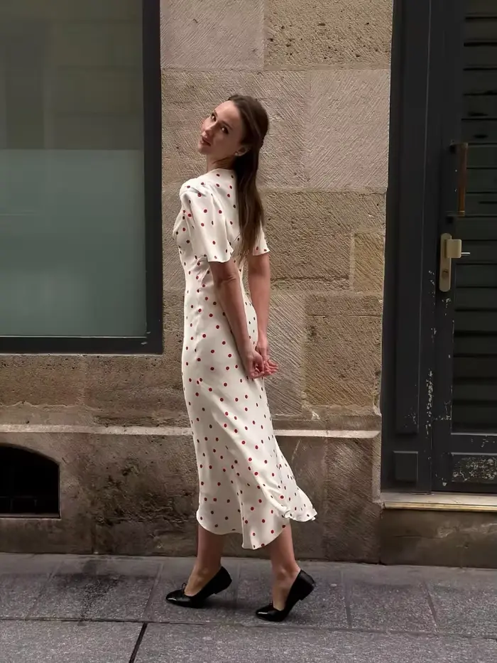 Robe Mixi à pois blancs et rouges pour femmes