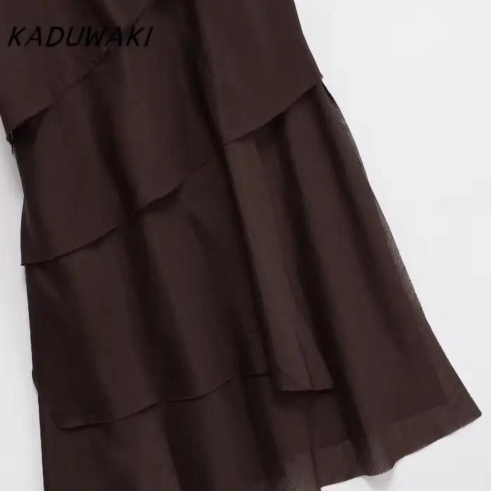 Robe Kaduwaki sans manches pour femmes, polyester et viscose, col rond, style décontracté, pour toutes les occasions