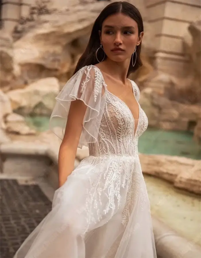 Robes De mariée en Tulle à manches courtes