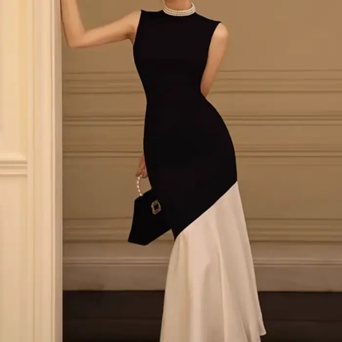 Nouvelle robe noire de style français pour femmes