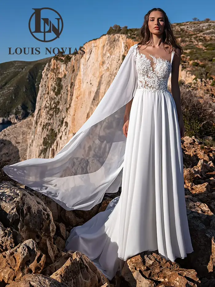 Modis-Robe de mariée A-ligne avec perles et appliques