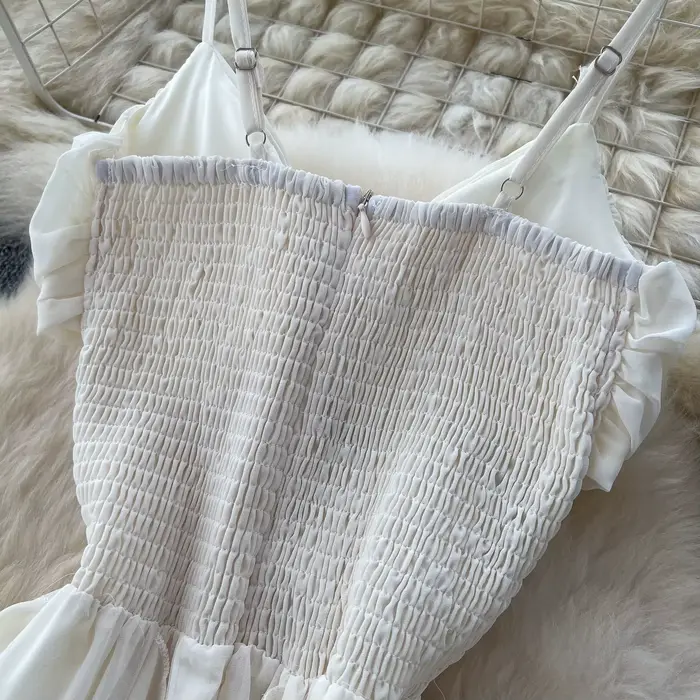 Chic vintage à volants maille asymétrique élégante fée mode coréenne Boho robe d'été femmes vêtements