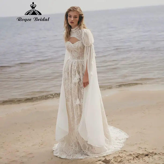Robe de mariée bohème RoyceBridal coupe A-line avec décolleté cœur et appliques en dentelle 2026 – Robes