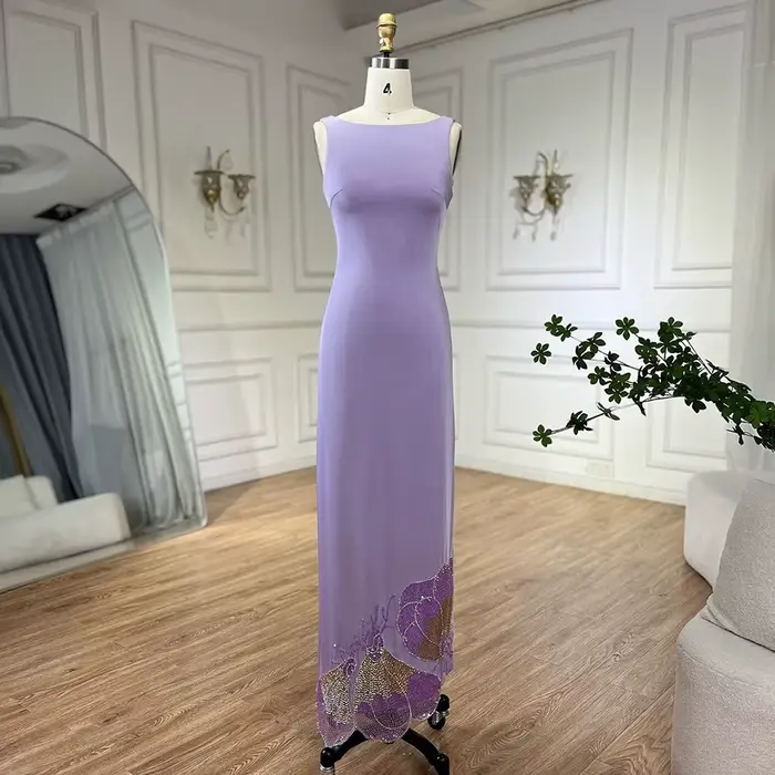 Robe de soirée arabe festonnée rose