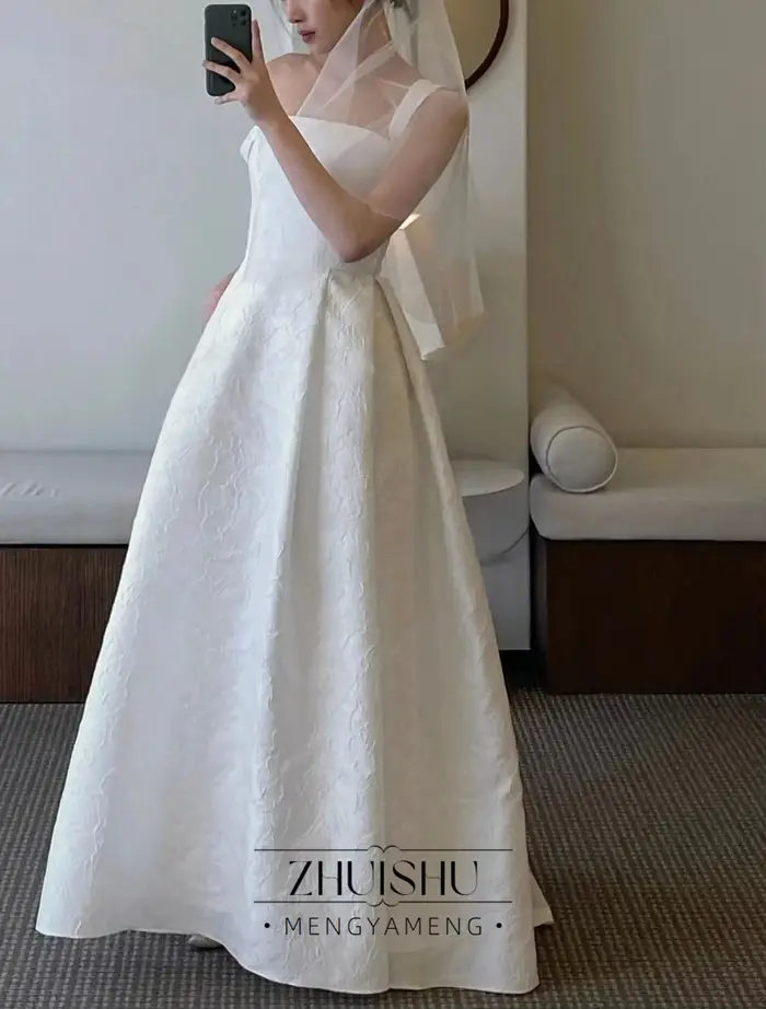 Robe de soirée de mariage classique en Satin Jacquard