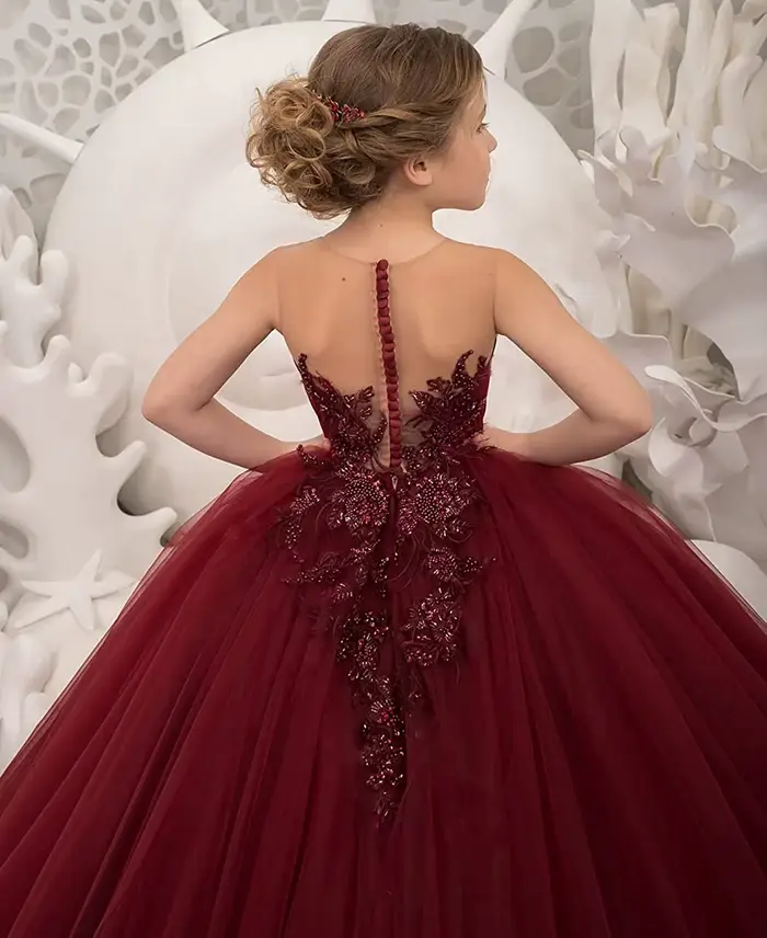 Robe de concours bordeaux pour filles