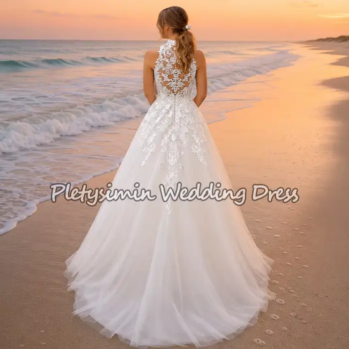 Robes de mariée bohèmes en tulle coupe trapèze