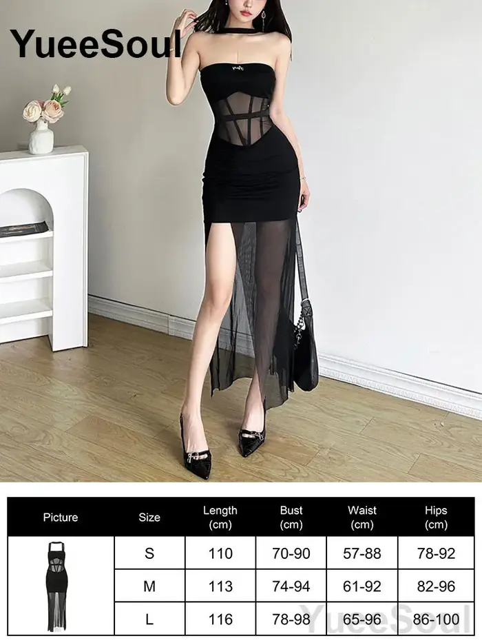 Robe Gothique Femme Sans Manches Dentelle Noire Moulante Mini Robes 2026 Y2K Grunge Punk Harajuku Lolita Fairy Core Vêtements d'Halloween