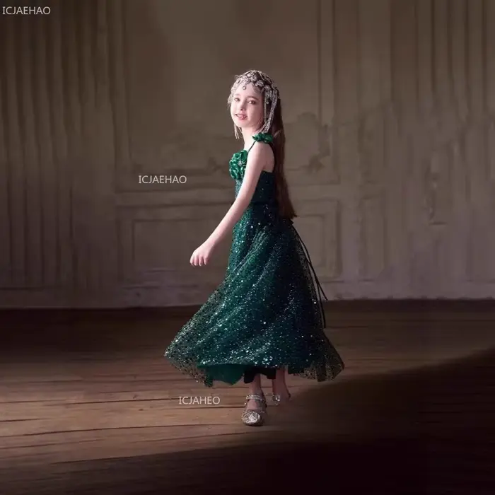 Robe de princesse vert forêt pour filles