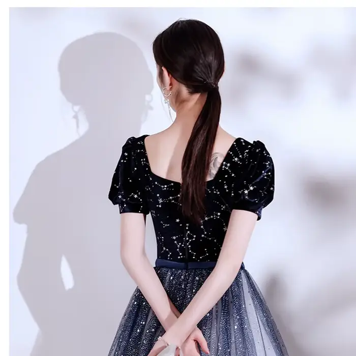 DongCMY-Robe de Bal Courte en Tulle à Paillettes