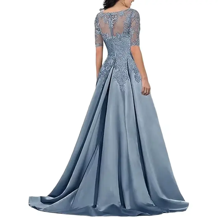 Robe de mère de la mariée en satin et dentelle élégante avec soutien-gorge intégré et design appliqué pour événements spéciaux